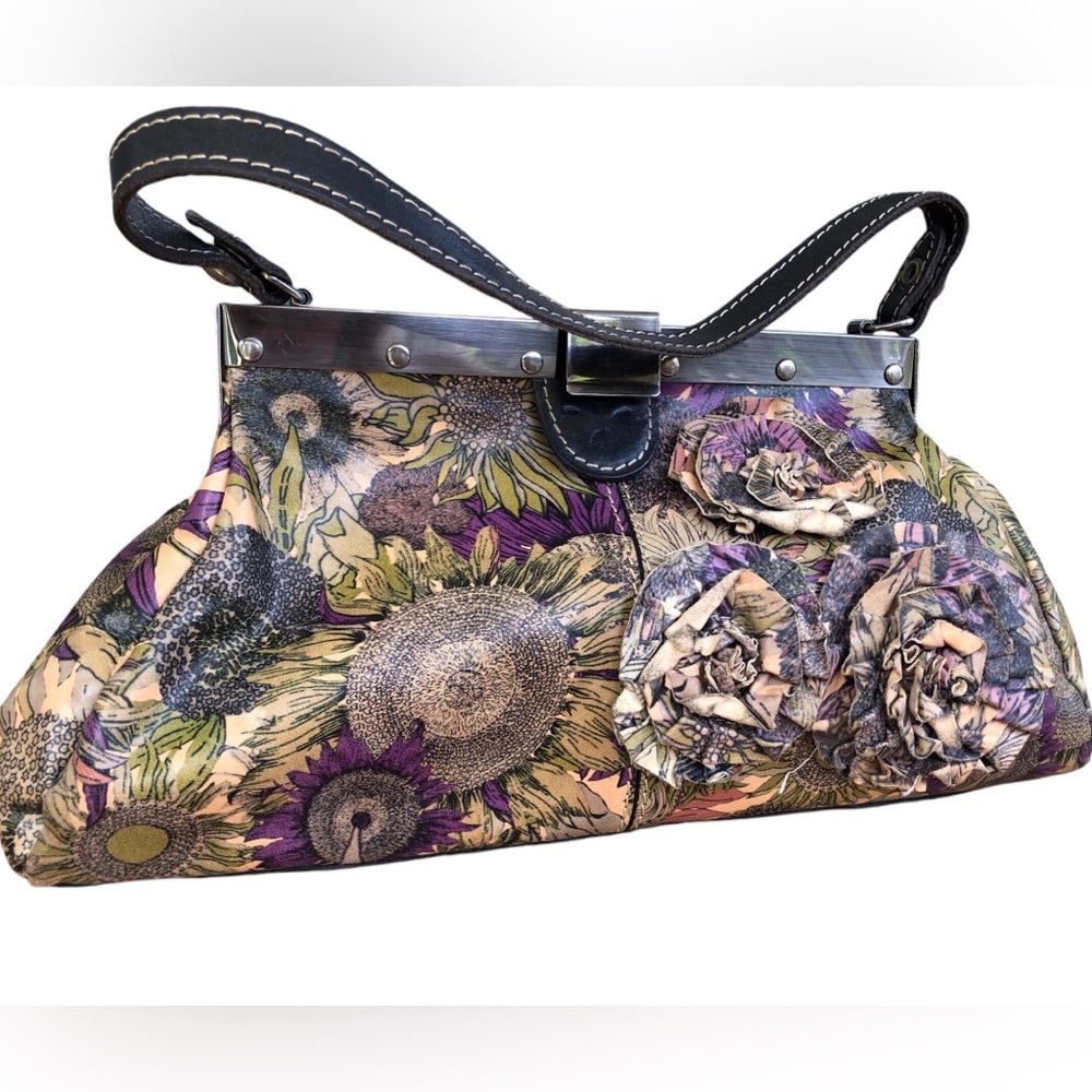 Patricia Nash Ferrara Leather Bag sunflowers EUC